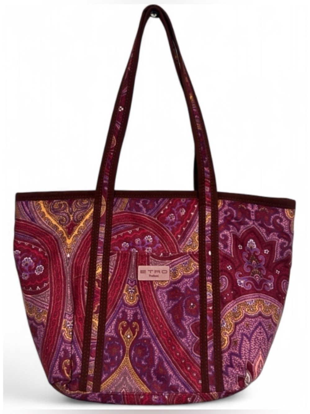 NEW ETRO Milano Profumi Paisley Velvet Tote Bag Purple Burgundy - Made in Italy